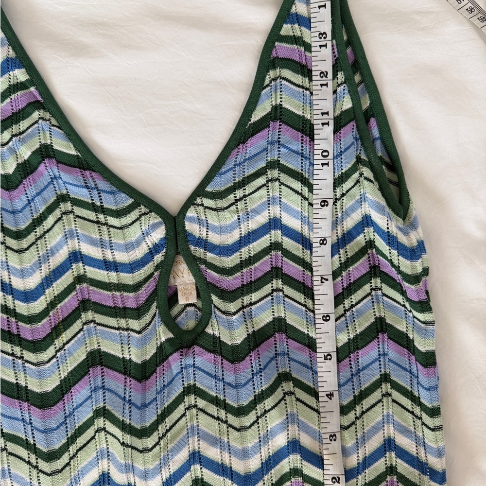 Torn Ronny Kobo Chevron Knit Two Piece Set Green Blue Crop Top Tank Skirt Small - Picture 8 of 11